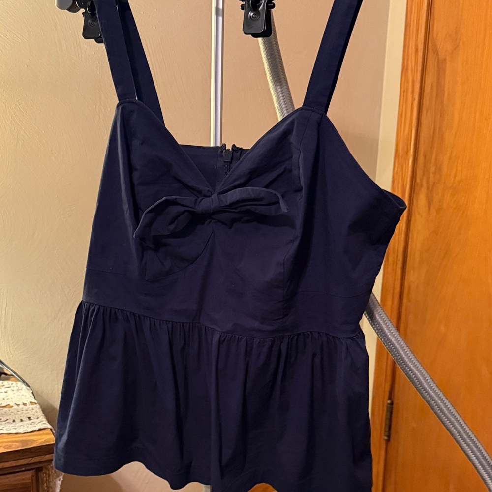 Eloquii Blue Sleeveless Peplum Tank Top with fauxTie Front. Size 16. Great shape
